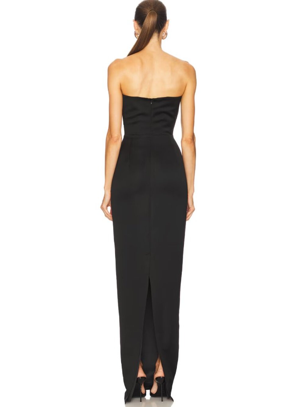 NEW SAU LEE Jaclyn Gown in Black & White Bow Strapless Formal Maxi Dress 2 XS - Picture 3 of 9